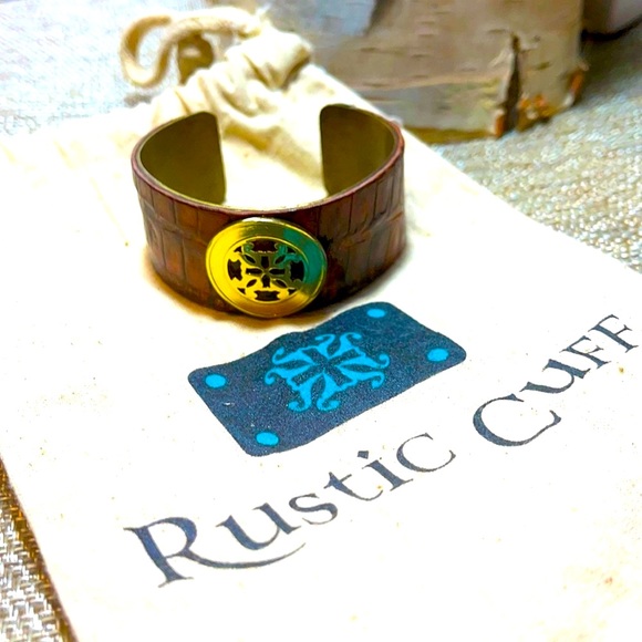 Rustic Cuff bracelet Bangle vintage rare leather - Picture 2 of 6